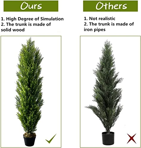 I.C.ELAINE 5 Foot Topiary Trees Artificial Outdoor 2 Pack Large Cedar Pine Fake Plants UV Rated 5ft Faux Topiary Bushes And Shrubs Set Of 2 For Home Indoor Front Porch Patio Decor 2 I.C.ELAINE 5 Foot Topiary Trees Artificial Outdoor 2 Pack Large Cedar Pine Fake Plants UV Rated 5ft Faux Topiary Bushes And Shrubs Set Of 2 For Home Indoor Front Porch Patio Decor - Image 2