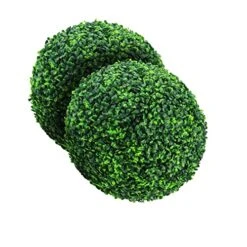 Gilaree 2 PCS 19.7" 4 Layers Artificial Boxwood Topiary Balls, Fake Bushes Boxwood Balls Outdoor Set Of 2, Garden Spheres Plant For Backyard,Balcony,Garden, Wedding And Home Décor