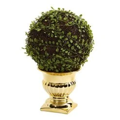 Nearly Natural 1 Mohlenbechia Ball Topiary In Gold Urn, 16