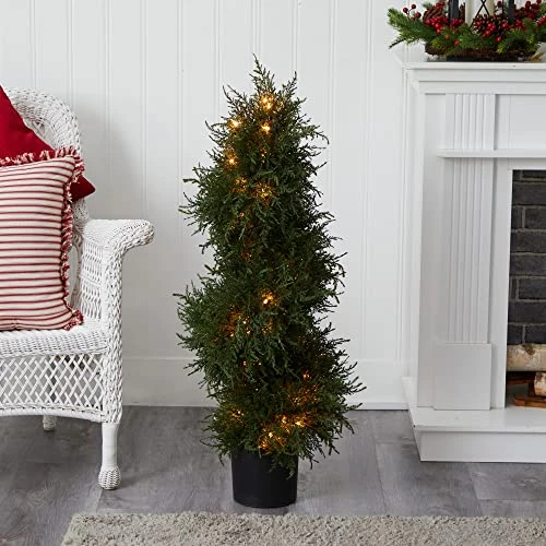 Nearly Natural 5915 Cedar Spiral Topiary With Lights, 43-Inch, Green 4 Nearly Natural 5915 Cedar Spiral Topiary With Lights, 43-Inch, Green - Image 4