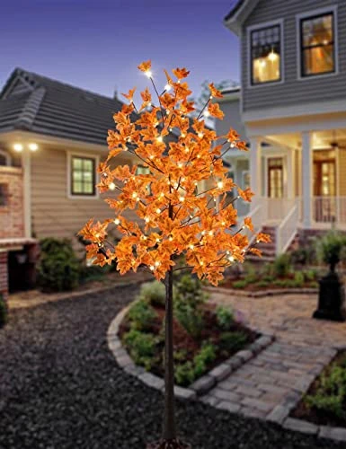 LIGHTSHARE 6FT 120LED Artificial Lighted Maple Tree Warm White Fall Decorations Indoor Ourdoor, Orange 1 LIGHTSHARE 6FT 120LED Artificial Lighted Maple Tree Warm White Fall Decorations Indoor Ourdoor, Orange