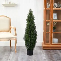 One 4 Foot Outdoor Artificial Cedar Topiary Tree Indoor Or Outdoor Potted Plant -Green Leaf Store 51WUcnw8s3L