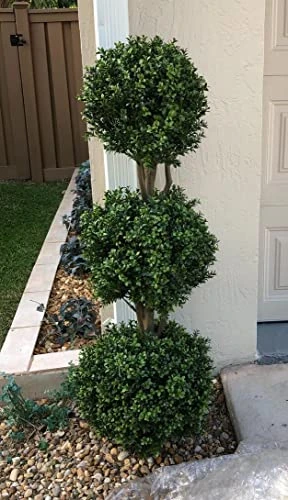 Two 56 Inch Artificial Boxwood Triple Ball Trees Potted 2 Two 56 Inch Artificial Boxwood Triple Ball Trees Potted - Image 2
