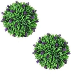 VidaXL Set Of 2 Artificial Boxwood Ball With Lavender Topiary Hanging Floral Decor Realistic Fake Plant Bush Tree Outdoor Indoor 11.8" -Green Leaf Store 51WXbS8K2L. AC