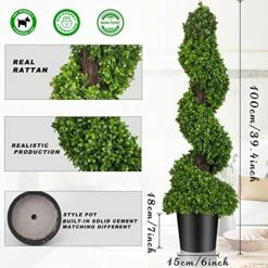 Horjamy 3 Foot Artificial Spiral Boxwood Topiary Trees In Black Ceramic Pot For Indoor And Outdoor Porch Decor(2 Pack)