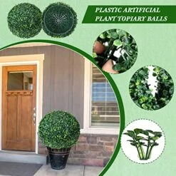 4 Pcs Artificial Plant Topiary Balls 2 Pcs 18.9 Inch And 2 Pcs 13.7 Inch Faux Boxwood Decorative Balls Round Greenery Spheres For Indoor Outdoor Backyard Balcony Garden Patios Wedding Home Decor -Green Leaf Store 51X7WKWuLOL