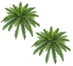 Two 40" Spread Artificial Boston Fern 48 Leaves Silk Hanging Bush Tree Plant