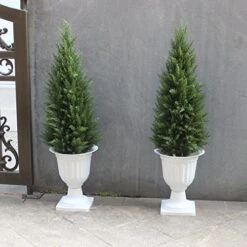 Two 3 Foot Outdoor Artificial Topiary Cedar Trees Artificial Potted Shrubs Potted UV Rated Plant 10 Two 3 Foot Outdoor Artificial Topiary Cedar Trees Artificial Potted Shrubs Potted UV Rated Plant -Green Leaf Store 51XCt6HxucL