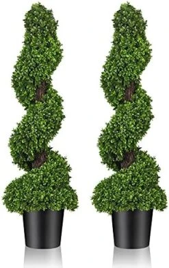 Horjamy 3 Foot Artificial Spiral Boxwood Topiary Trees In Black Ceramic Pot For Indoor And Outdoor Porch Decor(2 Pack) -Green Leaf Store 51XEhVOMzL. AC