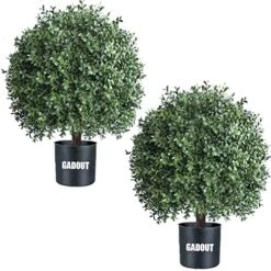 ???????????? ????????''???? Outdoor Artificial Boxwood Ball Topiary Bushes Potted Plants,16 Inches Wide Artificial Potted Shrubs For Indoor Outdoor Home Garden