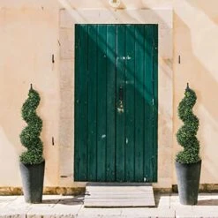 Lvydec 2 Pack Artificial Boxwood Topiary Tree, 3ft Topiary Plants Potted Trees Decoration For Front Porch Home Living Room, Indoor/Outdoor Use -Green Leaf Store 51Xbukunk2L