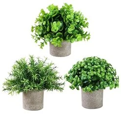 Vista Mini Potted Fake Plants Eucalyptus Artificial Plants Boxwood And Rosemary 3 Pack Neutral Color Pot In Home Office Desk Decoration