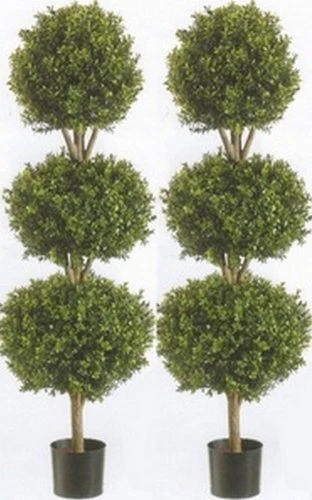 Two 56 Inch Artificial Boxwood Triple Ball Trees Potted 1 Two 56 Inch Artificial Boxwood Triple Ball Trees Potted