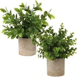 Briful Artificial Potted Plants Set Of 3 Small Faux Plant Eucalyptus Mini Fake Plant Decor For Home Table Office Room Desk Bathroom Shelf Kitchen Rustic Farmhouse Mantel Decoration -Green Leaf Store 51Xx dWCT2S. AC