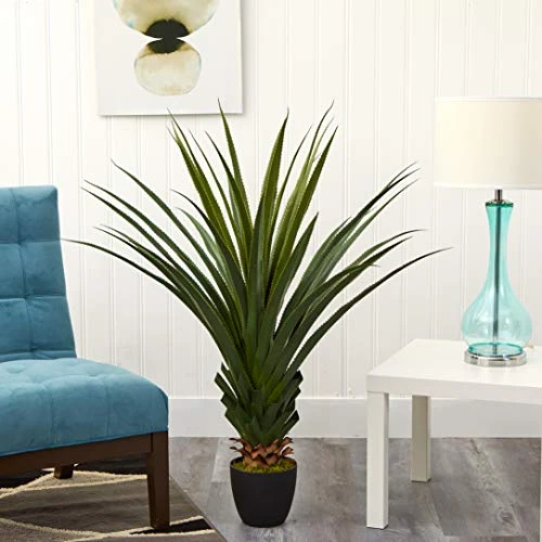 Nearly Natural 4' Spiked Agave Plant, Green & 43in. Dracaena Silk (Real Touch) Artificial Plant, Green 3 Nearly Natural 4' Spiked Agave Plant, Green & 43in. Dracaena Silk (Real Touch) Artificial Plant, Green - Image 3