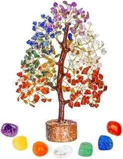 FASHIONZAADI Seven Chakra Tree - Crystal Gifts - Crystal Tree Of Life - Tree Of Life Decor - Gem Tree - Luck Crystal - Tree Of Life Chakra Stones - Crystal Bonsai Tree - Crystal For Desk - Money Tree -Green Leaf Store 51YAxqZGeQL. AC