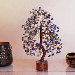 JAGASY Lapis Lazuli - Crystal Tree Of Life - Gemstone Money Tree - Holistic Gifts For Women - Crystal Bonsai Tree - Desk Decorations For Women Office - Meditation Decor - Good Luck Spiritual Gift -Green Leaf Store 51YV67gAHzL