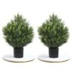 （Set Of 2） 24Inch/2 Foot Outdoor,Indoor Artificial Boxwood Plant Garden Torch Shaped Topiary Artificial Topiaries Bushes Potted Fake Plants Company Home Office Decor