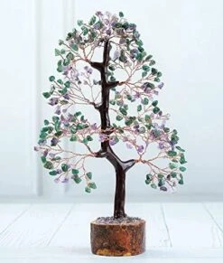 Seven Chakra Gemstone Tree Of Life - Crystal Tree Artificial Bonsai Tree Feng Shui Money Tree Plant Indoor Reiki Supplies Healing Crystal For Spiritual Energy Wiccan Meditation Gifts (Golden Wire) -Green Leaf Store 51YnjnUNOVL. AC