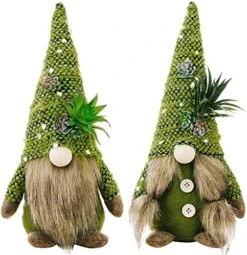 ZTML MS Succulents Air Plants Gnomes, 2Pcs Mr And Mrs Handmade Green Plants Gnomes Plush With Slender Leaves For Plant Stand Indoor Decor, Swedish Plush For Summer Living Room Office Desk Decor -Green Leaf Store 51Z9hdMvicL. AC