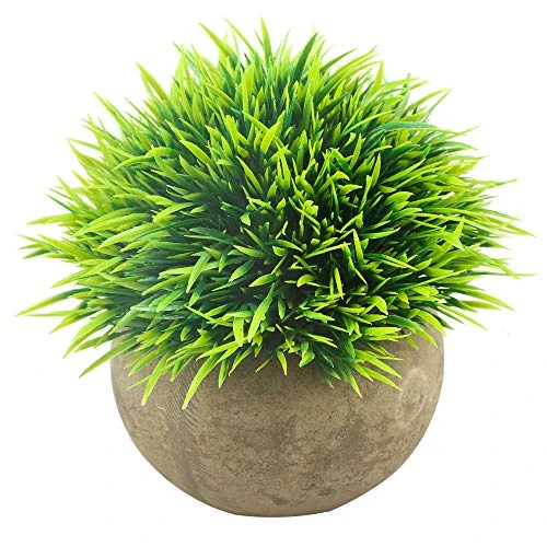 Svenee Mini Artificial Plants, Plastic Fake Green Grass Faux Greenery Topiary Shrubs With Grey Pots For Bathroom Home Office Décor, House Decorations (1) 1 Svenee Mini Artificial Plants, Plastic Fake Green Grass Faux Greenery Topiary Shrubs With Grey Pots For Bathroom Home Office Décor, House Decorations (1)