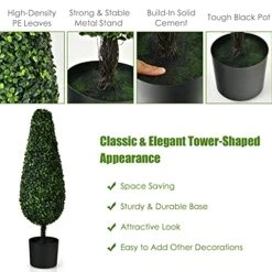 BestComfort 3ft Artificial Boxwood Topiary Tower Tree Set Of 2, Faux Plant Greenery Decor For House Garden Office And Store Decoration, Faux Potted Boxwood Plant, No Maintenance -Green Leaf Store 51a5Utt5gjL