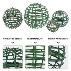 DOITOOL 4Pcs Artificial Plant Topiary Ball Support Cage Plastic Plant Trelli Faux Green Ball Frame Rack Flower Shelf Holder For Garden Green 10cm 15cm 20cm 25cm -Green Leaf Store 51aEG25uCzL