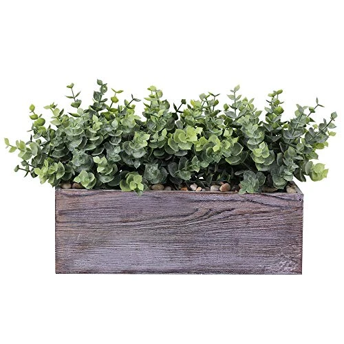 Faux Eucalyptus Plants In Rustic Rectangular Wood Planter Box Artificial Eucalyptus Greenery Arrangement Potted Plant In Dusty Green For Wedding Centerpiece Office Room Table Windowsill Décor 1 Faux Eucalyptus Plants In Rustic Rectangular Wood Planter Box Artificial Eucalyptus Greenery Arrangement Potted Plant In Dusty Green For Wedding Centerpiece Office Room Table Windowsill Décor