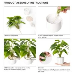 Mkono Fake Plants In Ceramic Pot, 11" Potted Artificial Plants For Home Decor Indoor Faux Green Leaf Plant With Modern White Planter For Desk Shelf Office Room Decoration (Pothos) -Green Leaf Store 51aStKGKSaL