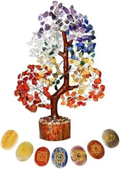 FASHIONZAADI Seven Chakra Tree - Crystal Gifts - Crystal Tree Of Life - Tree Of Life Decor - Gem Tree - Luck Crystal - Tree Of Life Chakra Stones - Crystal Bonsai Tree - Crystal For Desk - Money Tree -Green Leaf Store 51aepLFnbpL. AC