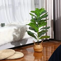 MOSADE Artificial Fiddle Leaf Fig Tree 37" Fake Potted Ficus Lyrata Plant With Handmade Seagrass Basket, Perfect Faux Plants Home Décor For Indoor Outdoor Office Porch Balcony Bedroom Bathroom Gift -Green Leaf Store 51anLPAlGXL