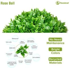 FLORALEAF 15" Artificial Boxwood Topiary Ball Topiary Tree Plants Lifelike Substitute Artifical Plant Balls For Wedding Decore -Indoor/Outdoor Decoration, Rose Leaf, 1 Piece -Green Leaf Store 51aoVoEZMgL