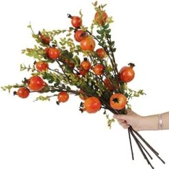 JD ARTIFICIAL PLANTS 4PCS 26 Inch Artificial Pomegranate Branches Fake Greenery Plants For Home Décor Office Restaurant Wedding Garden Patio Shop Window Photography Props(2pcs Red&2pcs Orange) -Green Leaf Store 51avcnv0xL. AC