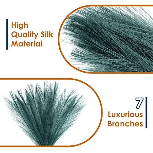 Eyamumo 7 Stems Faux Pampas Grass 17.7''/45cm Tall, Small Fluffy Pompas Decor, Fake Artificial Pampas Grass For Floor Vase Home Office Boho Decor, MalachiteGreen Faux Pompas Grass 2 Eyamumo 7 Stems Faux Pampas Grass 17.7''/45cm Tall, Small Fluffy Pompas Decor, Fake Artificial Pampas Grass For Floor Vase Home Office Boho Decor, MalachiteGreen Faux Pompas Grass - Image 2