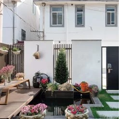 Artificial Topiary Tree 2-Set - Beautiful Realistic Faux Cedar Pines, 4 Feet Tall, UV Protection For Longer Life, Durable 6" Wide Heavy Duty Pots For Outdoor & Indoor Decor -Green Leaf Store 51bE9Cui5AL