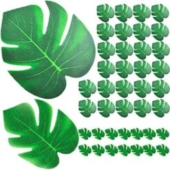 92pcs Palm Leaves Artificial Plant Kit Fake Leaves Jungle Party Decorations Monstera Deliciosa Faux Palm Fronds Tropical Plants Greenery Hawaiian Luau Party Supplies Wedding Decor Beach Theme -Green Leaf Store 51bLlrkNSsL. AC