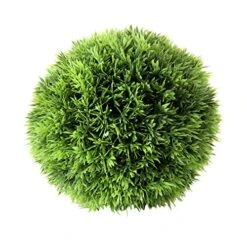 WHW Whole House Worlds Grammercy Grass Ball, 7 Inch Diameter, Lush Green, Topiary Bowl Filler Greenery Globe, Faux New Growth Texture, Reproduction, Plastic