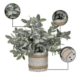 MARTINE MALL Small Potted Artificial Plants Plastic Eucalyptus Pot Plant Fake Plants In Pots Faux Greenery Topiary Shrubs Potted Plants With Vase Plastic Potted Desk Plant For Office Table Home Decor -Green Leaf Store 51bXe3UI2NL