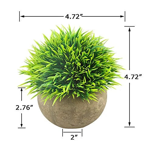 Svenee Mini Artificial Plants, Plastic Fake Green Grass Faux Greenery Topiary Shrubs With Grey Pots For Bathroom Home Office Décor, House Decorations (1) 2 Svenee Mini Artificial Plants, Plastic Fake Green Grass Faux Greenery Topiary Shrubs With Grey Pots For Bathroom Home Office Décor, House Decorations (1) - Image 2