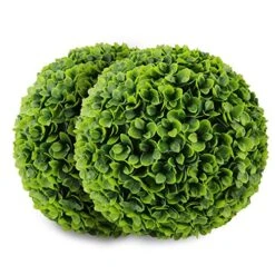Sunnyglade 2 PCS 15.7 Inch 3 Layers Artificial Plant Topiary Ball Faux Boxwood Decorative Balls For Backyard, Balcony,Garden, Wedding And Home Décor