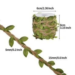 Tenn Well 66Ft Natural Jute Twine, 5MM Burlap Leaf Ribbon With Artificial Vine Green Leaves For Wedding Home Garden Jungle Safari Party Decorations -Green Leaf Store 51cOPg7YK8L
