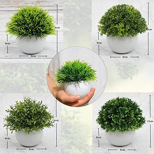 AOKKR Set Of 4 Artificial Potted Plants, Artificial Flowers, Artificial Plants, Indoor, Table, Foyer, Windowsill, Living Room, Shelf, Office, Decoration, Leaves, Gift Height 4.7 Inch 2 AOKKR Set Of 4 Artificial Potted Plants, Artificial Flowers, Artificial Plants, Indoor, Table, Foyer, Windowsill, Living Room, Shelf, Office, Decoration, Leaves, Gift Height 4.7 Inch - Image 2