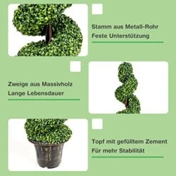 GENERIC Aurcs 4 Ft Artificial Boxwood Spiral Topiary Tree, Fake Plant Decor In Plastic Pot W/ Realistic Leaves & Twined Branches, Sturdy Steel Frame, Faux Potted Plants For Home, Office, Front Porch (1) -Green Leaf Store 51dUXCaZgOL