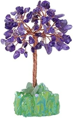 Mookaitedecor Amethyst Crystal Tree, Amethyst Cluster Crystals Base Bonsai Money Tree For Wealth And Luck -Green Leaf Store 51dWXI 3KaL. AC