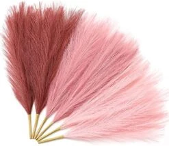 Serwalin Pampas Grass Pink 17.7 Inch 6pcs, Artificial Pampas Grass Faux Pink Pompas Grass Decor, Short Pompous Grass Blush Room Decoration, Wedding Centerpieces Mothers Day Pink Home Decor -Green Leaf Store 51dxcAWl7sL. AC