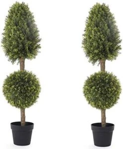 Bornbridge Artificial Topiary Ball Tree - 4' Ball Tree - Indoor/Outdoor Topiary Trees - Artificial Outdoor Plants (2 Pack, Wintergreen - Pinnacle) -Green Leaf Store 51eOSLePgL. AC