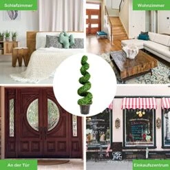 GENERIC Aurcs 4 Ft Artificial Boxwood Spiral Topiary Tree, Fake Plant Decor In Plastic Pot W/ Realistic Leaves & Twined Branches, Sturdy Steel Frame, Faux Potted Plants For Home, Office, Front Porch (1) -Green Leaf Store 51epMYYKekL