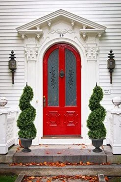 35 Inch/2.95 Ft Artificial Topiary Tree Outdoor Boxwood Spiral Topiary Trees Faux Topiary Trees, Artificial Topiaries Tree With Black Pot,Set Of 2 -Green Leaf Store 51f7Ndt2MqL