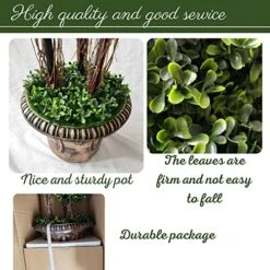 Coregreen Artificial Boxwood Topiary Tree In Pot 27.5inch Artificial Triple Ball Shaped Plant Fake Plant Faux Greenery Potted Tree Indoor Ourdoor Decoration Home Office Decor -Green Leaf Store 51fKxeYabJL