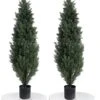 Momoplant (Set Of 2 4 Foot Artificial Cypress Topiary Tree Cedar Potted Plant Outdoor/Indoor 26 Momoplant (Set Of 2 4 Foot Artificial Cypress Topiary Tree Cedar Potted Plant Outdoor/Indoor -Green Leaf Store 51fSws8XIKL